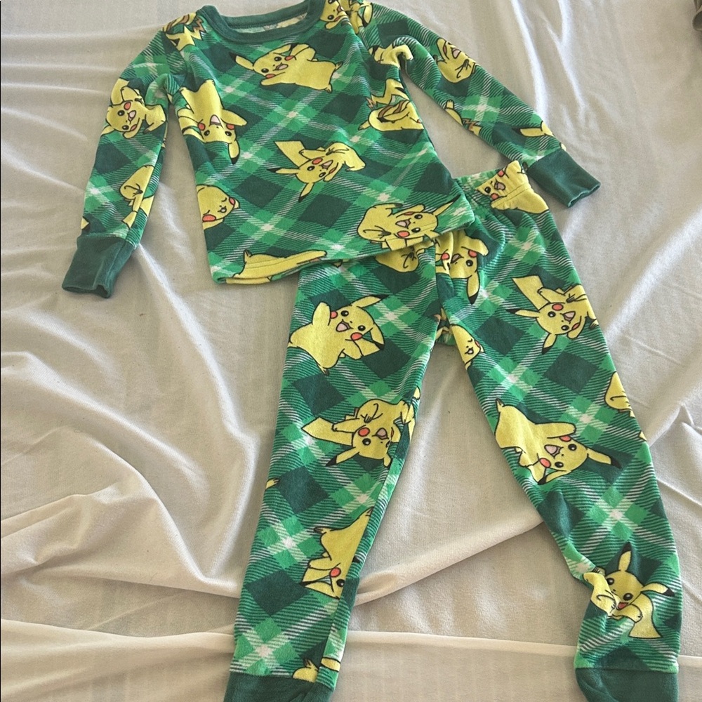 Pokemon Green Plaid Pikachu Pajama Set